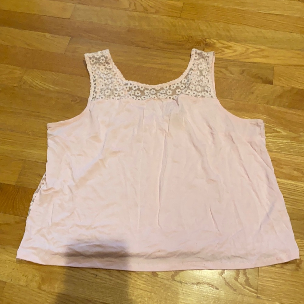 Smart Set Pink Crop Top with mesh floral back